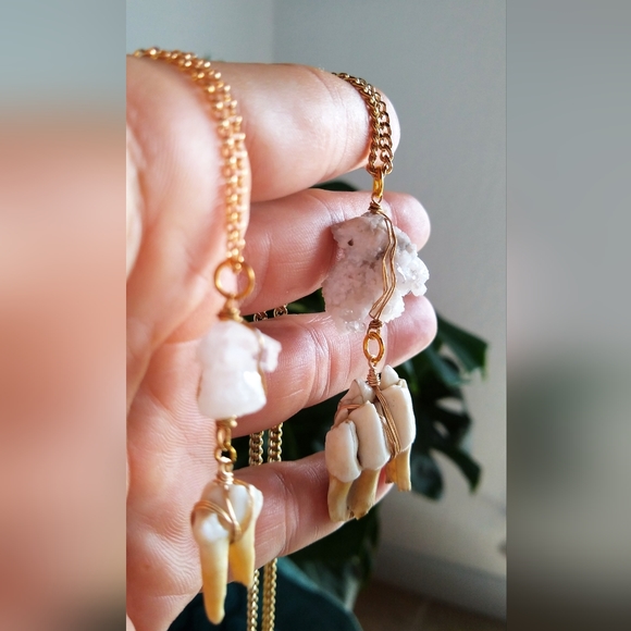 Arkansas Quartz and Deer Tooth Necklace - Picture 5 of 7